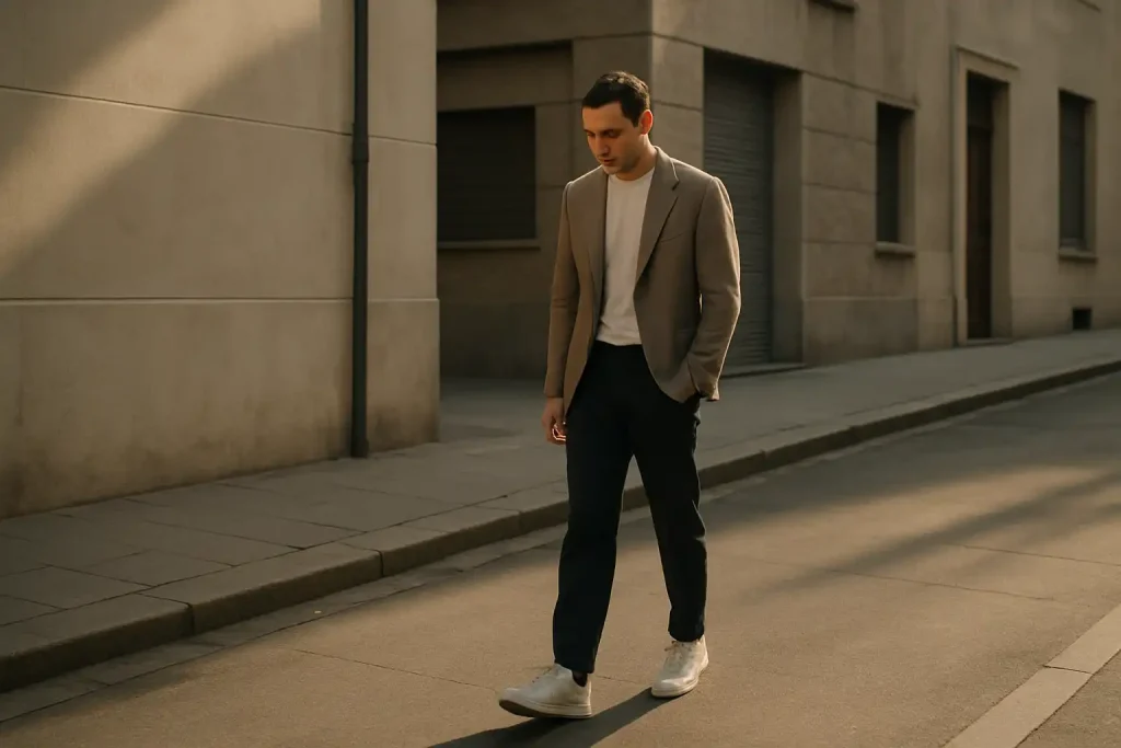 Comment porter des baskets légères avec un pantalon habillé ?