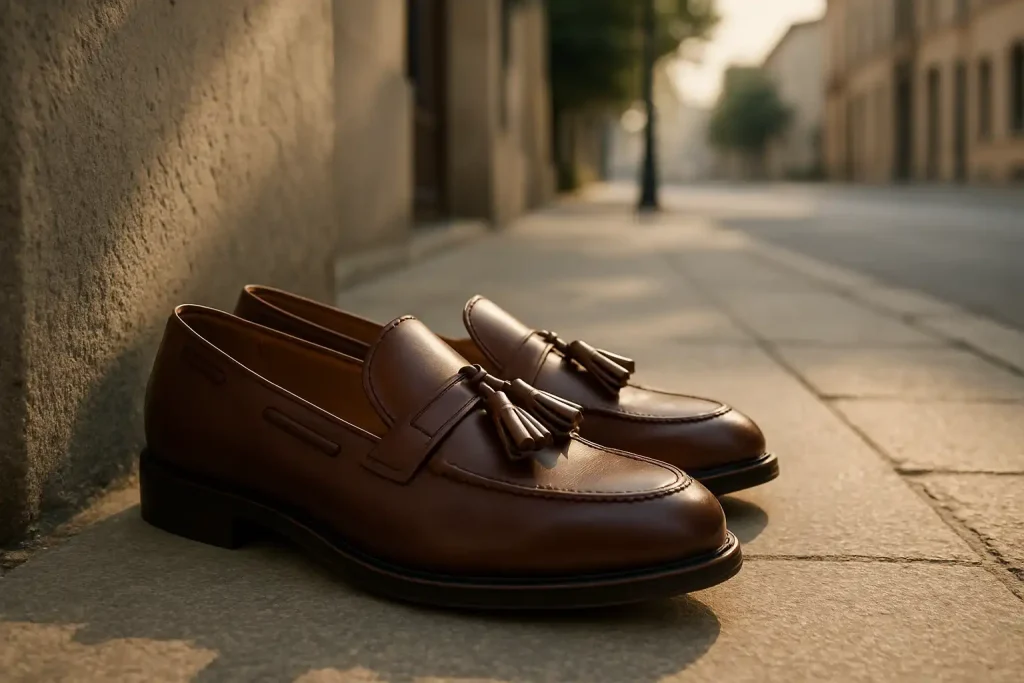 Quels styles de boucles et mocassins à pampilles propose Finsbury ?