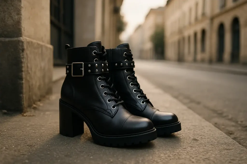 Quels styles de boots à talons et bottines rock propose Mustang ?