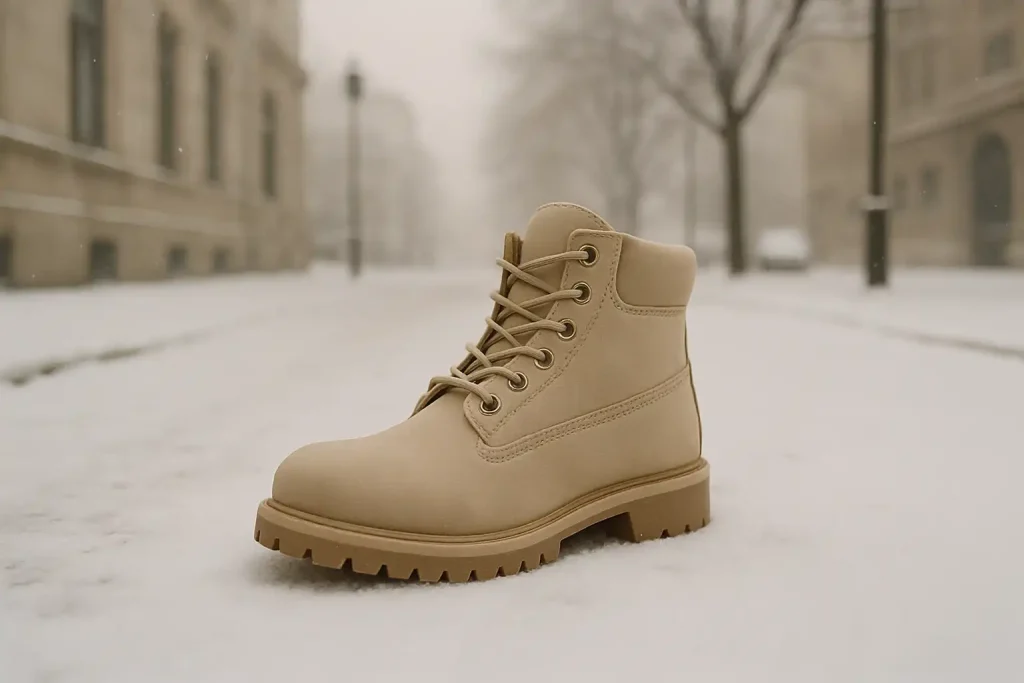 Comment porter les boots beige en hiver ?
