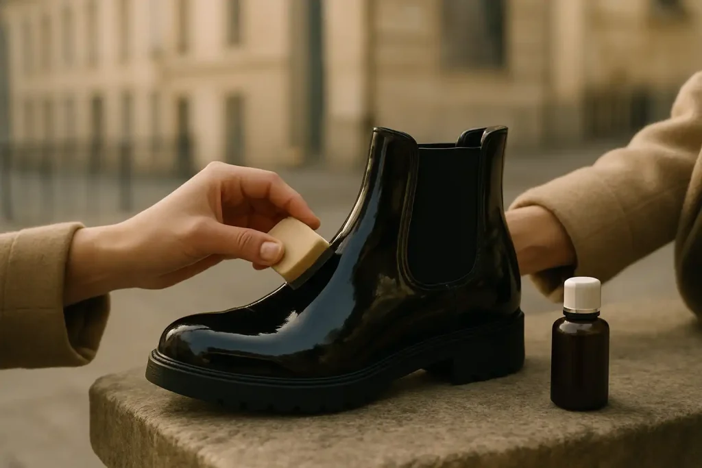 Quel produit utiliser pour entretenir le cuir verni des bottines ?