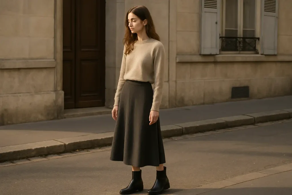 Quelle hauteur de bottine privilégier pour porter avec une jupe midi ?