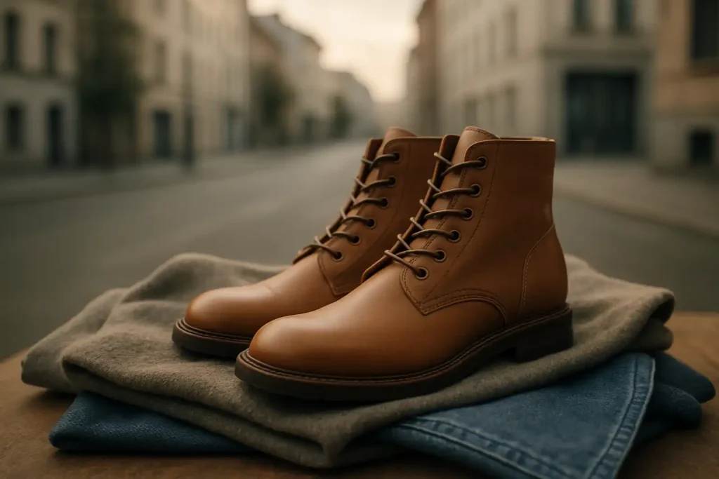 Quelles associations textiles valorisent des boots en cuir naturel ?
